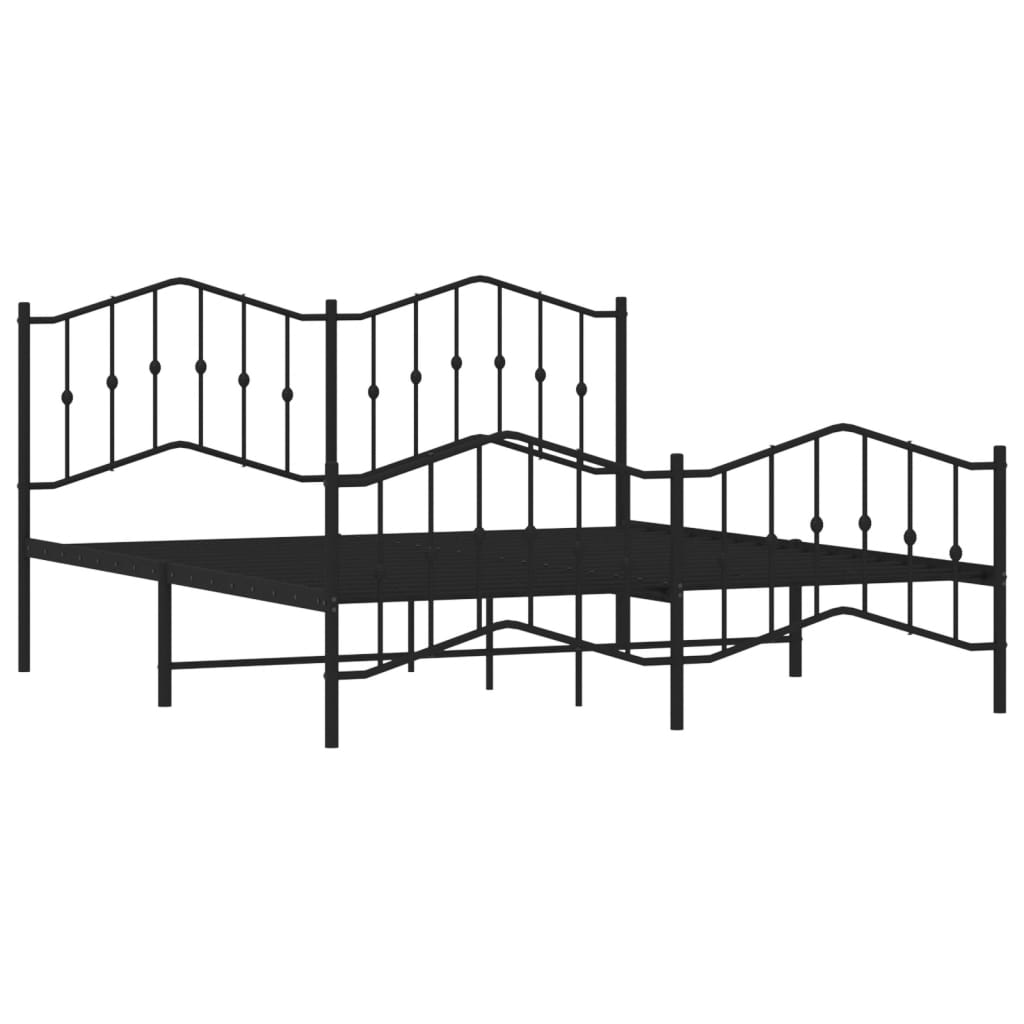 vidaXL Metal Bed Frame with Headboard&Footboard Black 72"x83.9" California King-2