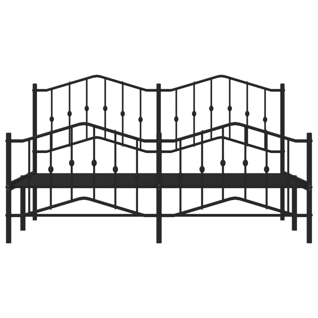 vidaXL Metal Bed Frame with Headboard&Footboard Black 72"x83.9" California King-3