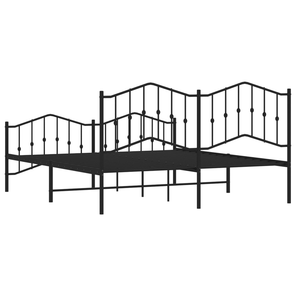 vidaXL Metal Bed Frame with Headboard&Footboard Black 72"x83.9" California King-5