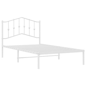 vidaXL Metal Bed Frame with Headboard White 39.4"x74.8" Twin-1