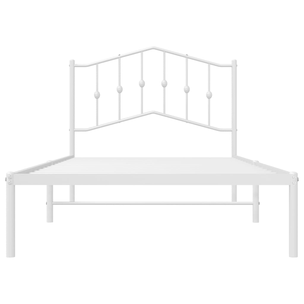 vidaXL Metal Bed Frame with Headboard White 39.4"x74.8" Twin-2