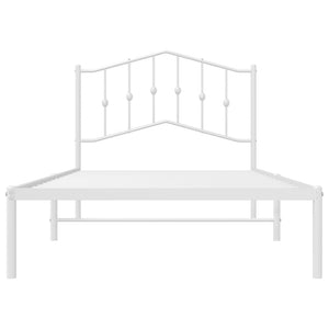 vidaXL Metal Bed Frame with Headboard White 39.4"x74.8" Twin-2