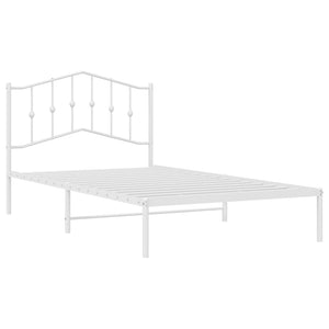 vidaXL Metal Bed Frame with Headboard White 39.4"x78.7"-3