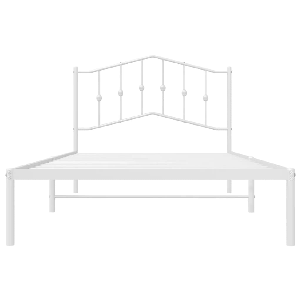 vidaXL Metal Bed Frame with Headboard White 39.4"x78.7"-4