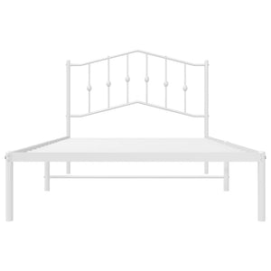 vidaXL Metal Bed Frame with Headboard White 39.4"x78.7"-4