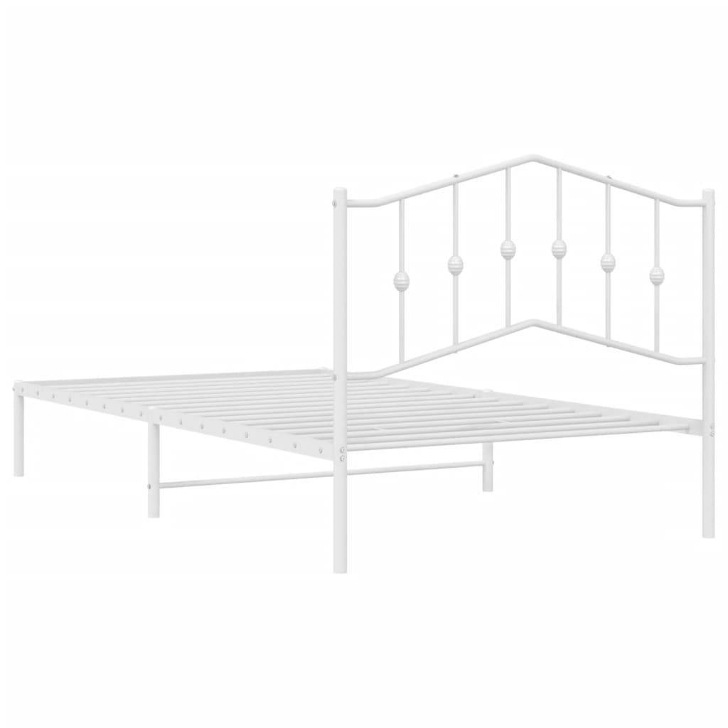 vidaXL Metal Bed Frame with Headboard White 39.4"x78.7"-6