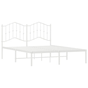 vidaXL Metal Bed Frame with Headboard White 53.1"x74.8"-2