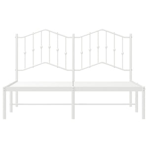 vidaXL Metal Bed Frame with Headboard White 53.1"x74.8"-3