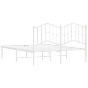 vidaXL Metal Bed Frame with Headboard White 53.1"x74.8"-5