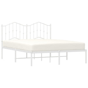 vidaXL Metal Bed Frame with Headboard White 59.1"x78.7"-2