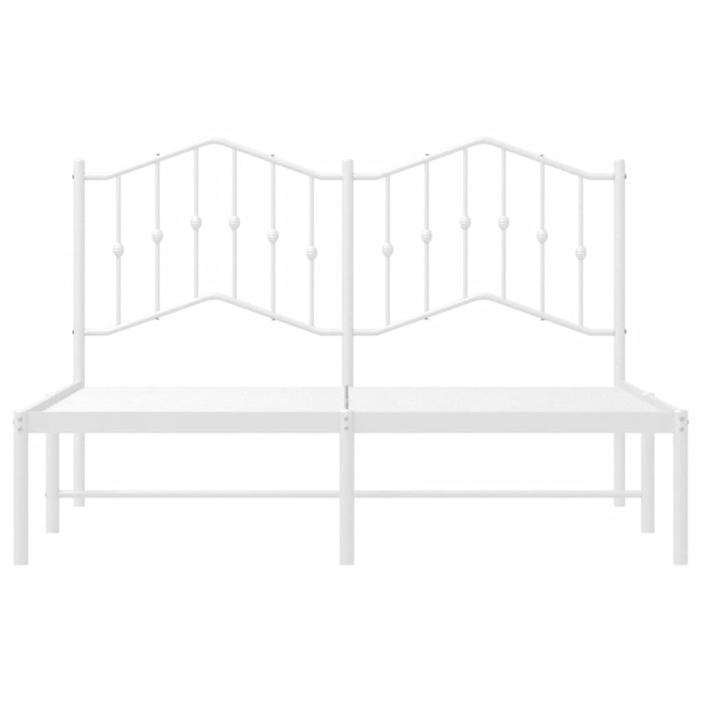 vidaXL Metal Bed Frame with Headboard White 59.1"x78.7"-4