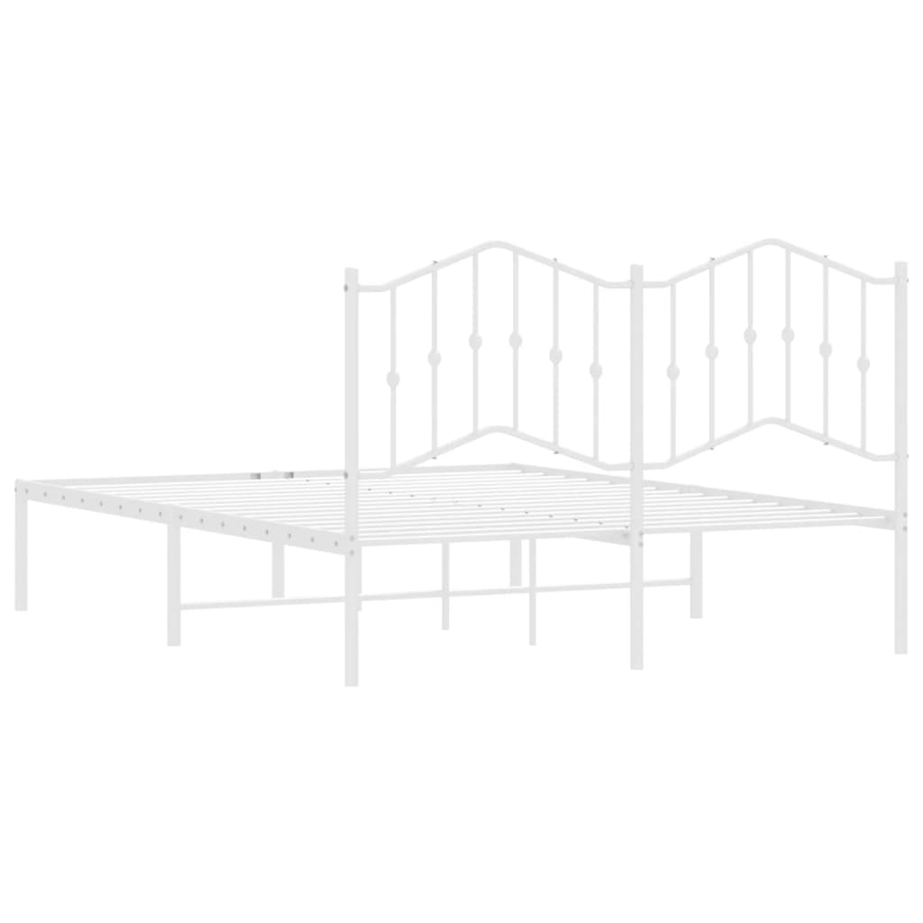 vidaXL Metal Bed Frame with Headboard White 59.1"x78.7"-6