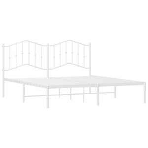 vidaXL Metal Bed Frame with Headboard White 72"x83.9" California King-3