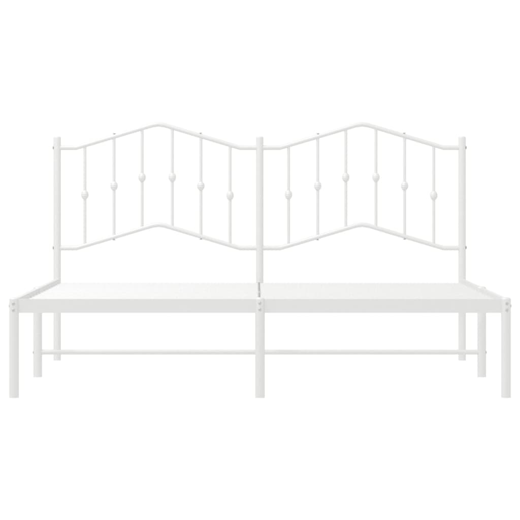 vidaXL Metal Bed Frame with Headboard White 72"x83.9" California King-4