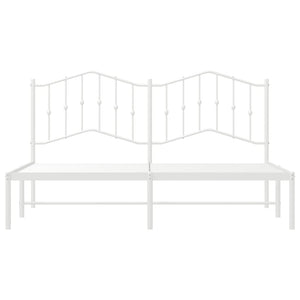 vidaXL Metal Bed Frame with Headboard White 72"x83.9" California King-4