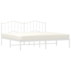 vidaXL Metal Bed Frame with Headboard White 76"x79.9" King-2