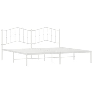 vidaXL Metal Bed Frame with Headboard White 76"x79.9" King-3