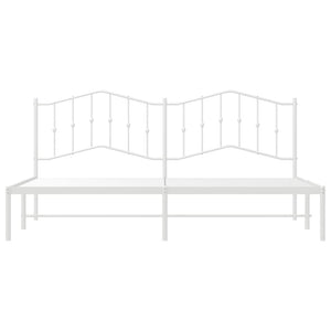 vidaXL Metal Bed Frame with Headboard White 76"x79.9" King-4