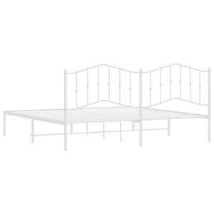 vidaXL Metal Bed Frame with Headboard White 76"x79.9" King-6