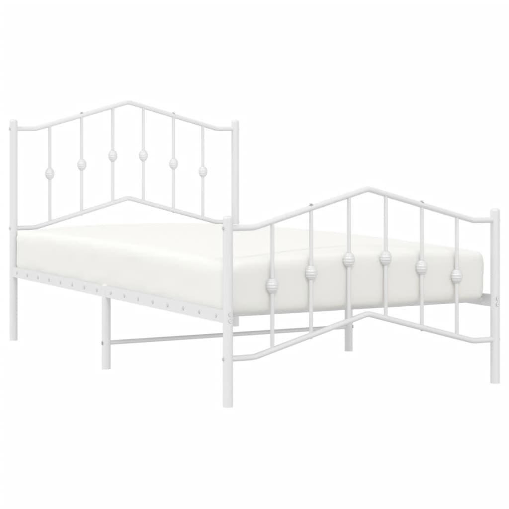 vidaXL Metal Bed Frame with Headboard and Footboard White 39.4"x74.8" Twin-2