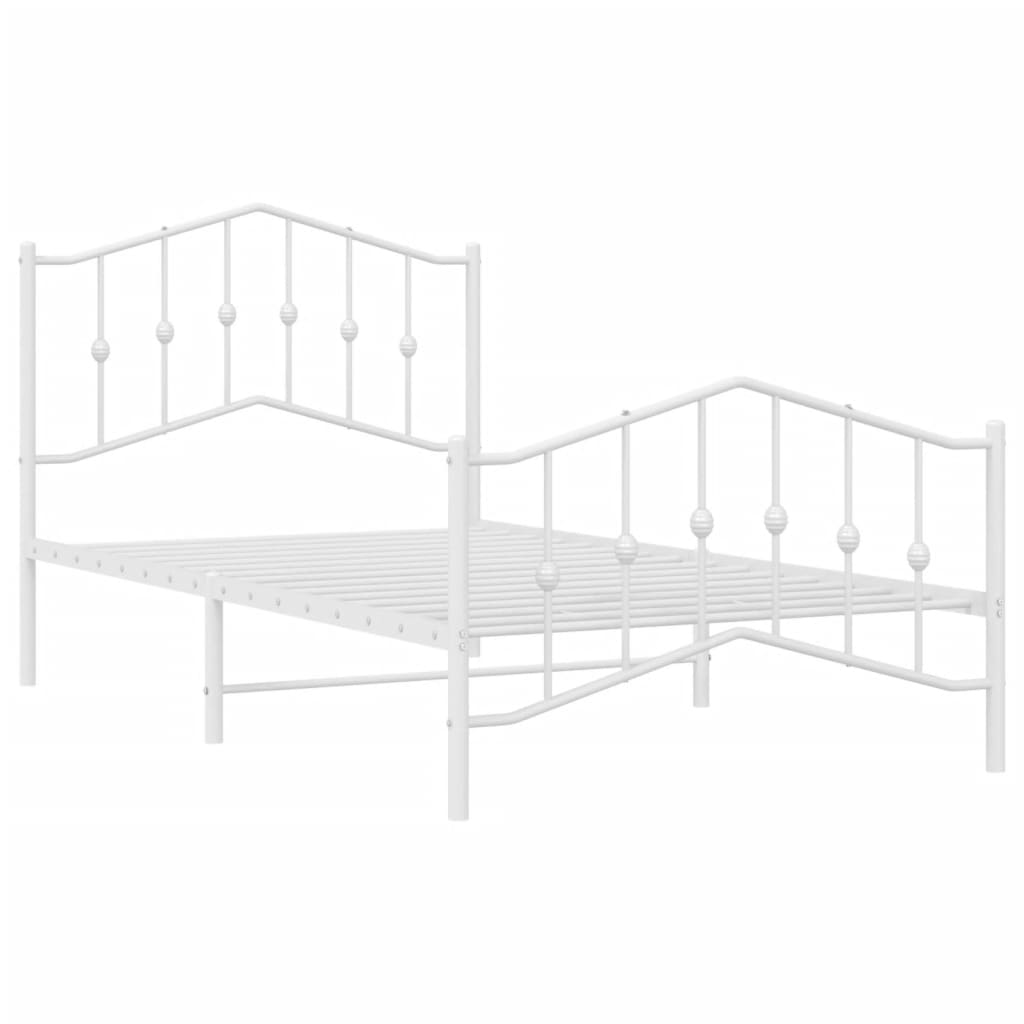 vidaXL Metal Bed Frame with Headboard and Footboard White 39.4"x74.8" Twin-3