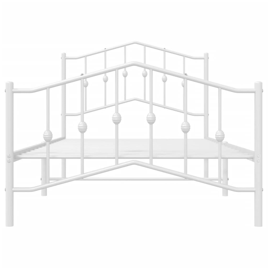 vidaXL Metal Bed Frame with Headboard and Footboard White 39.4"x74.8" Twin-4