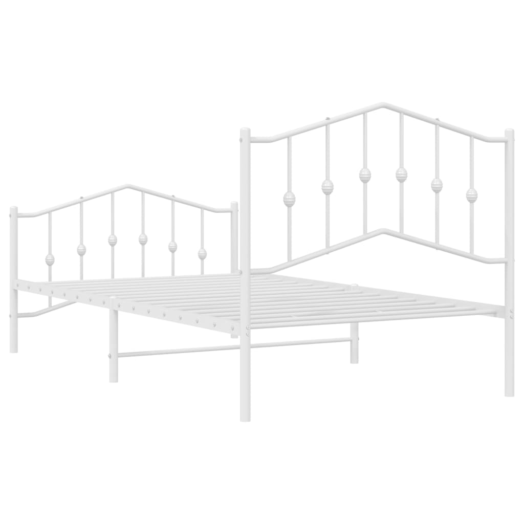 vidaXL Metal Bed Frame with Headboard and Footboard White 39.4"x74.8" Twin-6