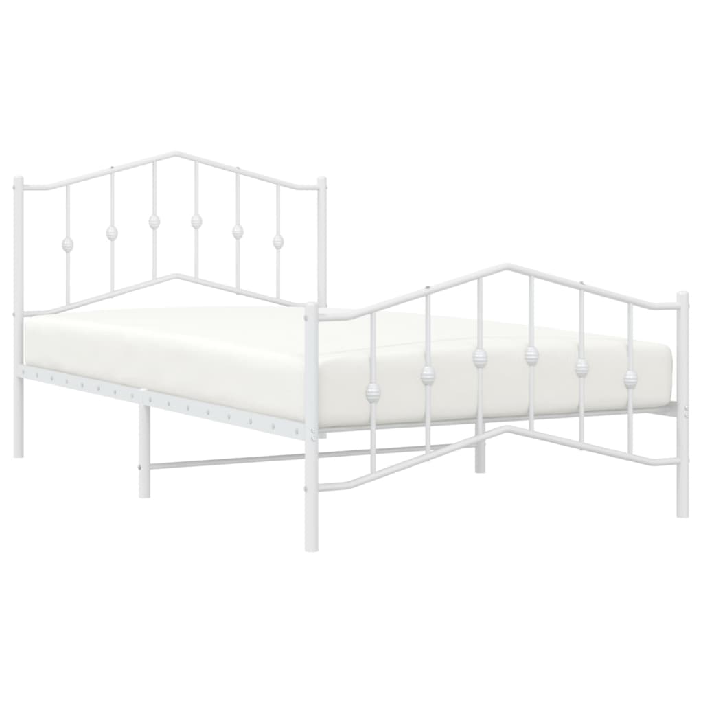 vidaXL Metal Bed Frame with Headboard and Footboard White 39.4"x78.7"-1