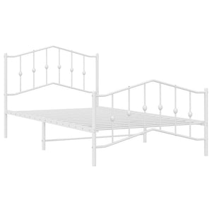 vidaXL Metal Bed Frame with Headboard and Footboard White 39.4"x78.7"-2