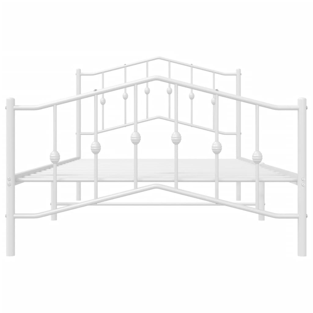 vidaXL Metal Bed Frame with Headboard and Footboard White 39.4"x78.7"-3