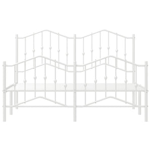 vidaXL Metal Bed Frame with Headboard and Footboard White 53.1"x74.8"-4