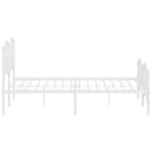 vidaXL Metal Bed Frame with Headboard and Footboard White 53.1"x74.8"-5