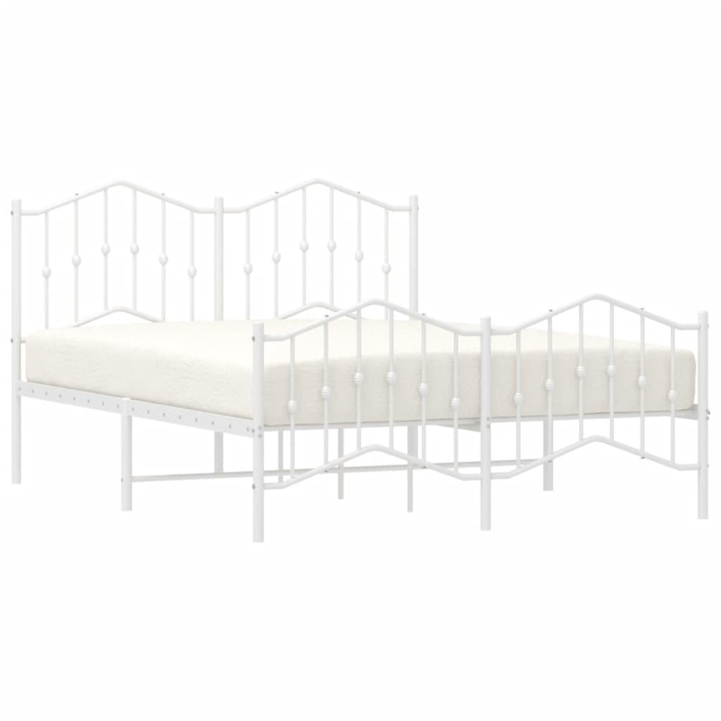 vidaXL Metal Bed Frame with Headboard and Footboard White 59.1"x78.7"-1