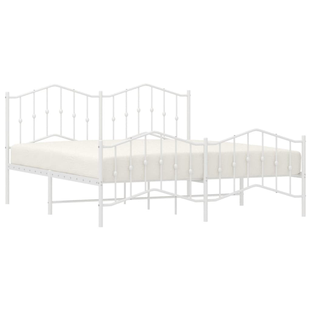 vidaXL Metal Bed Frame with Headboard&Footboard White 72"x83.9" California King-1