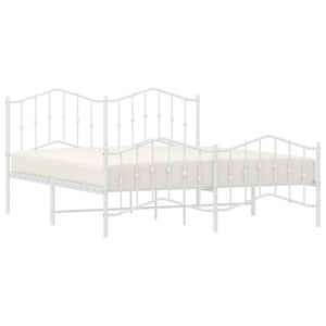 vidaXL Metal Bed Frame with Headboard&Footboard White 72"x83.9" California King-1