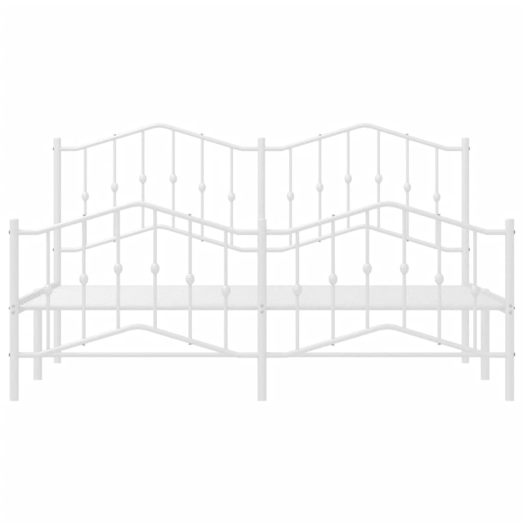 vidaXL Metal Bed Frame with Headboard&Footboard White 72"x83.9" California King-3