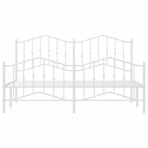 vidaXL Metal Bed Frame with Headboard&Footboard White 72"x83.9" California King-3