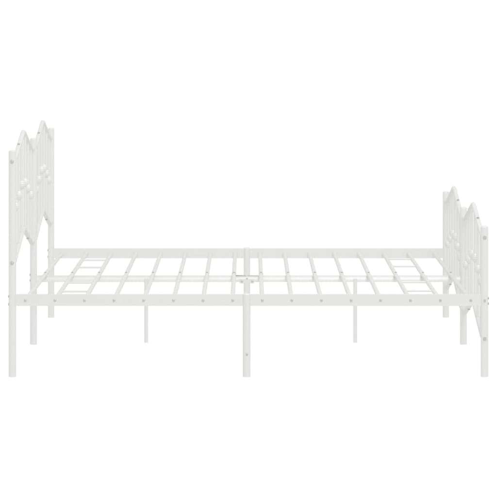 vidaXL Metal Bed Frame with Headboard&Footboard White 72"x83.9" California King-4