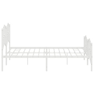 vidaXL Metal Bed Frame with Headboard&Footboard White 72"x83.9" California King-4