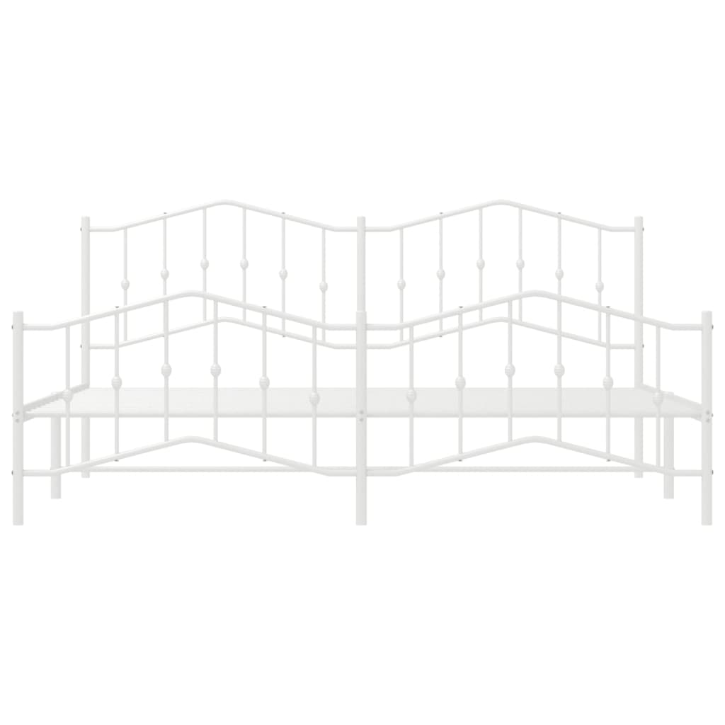 vidaXL Metal Bed Frame with Headboard and Footboard White 76"x79.9" King-3