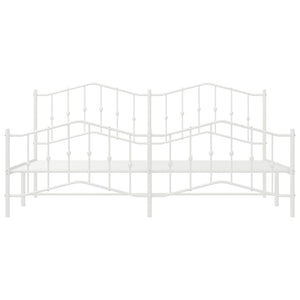 vidaXL Metal Bed Frame with Headboard and Footboard White 76"x79.9" King-3