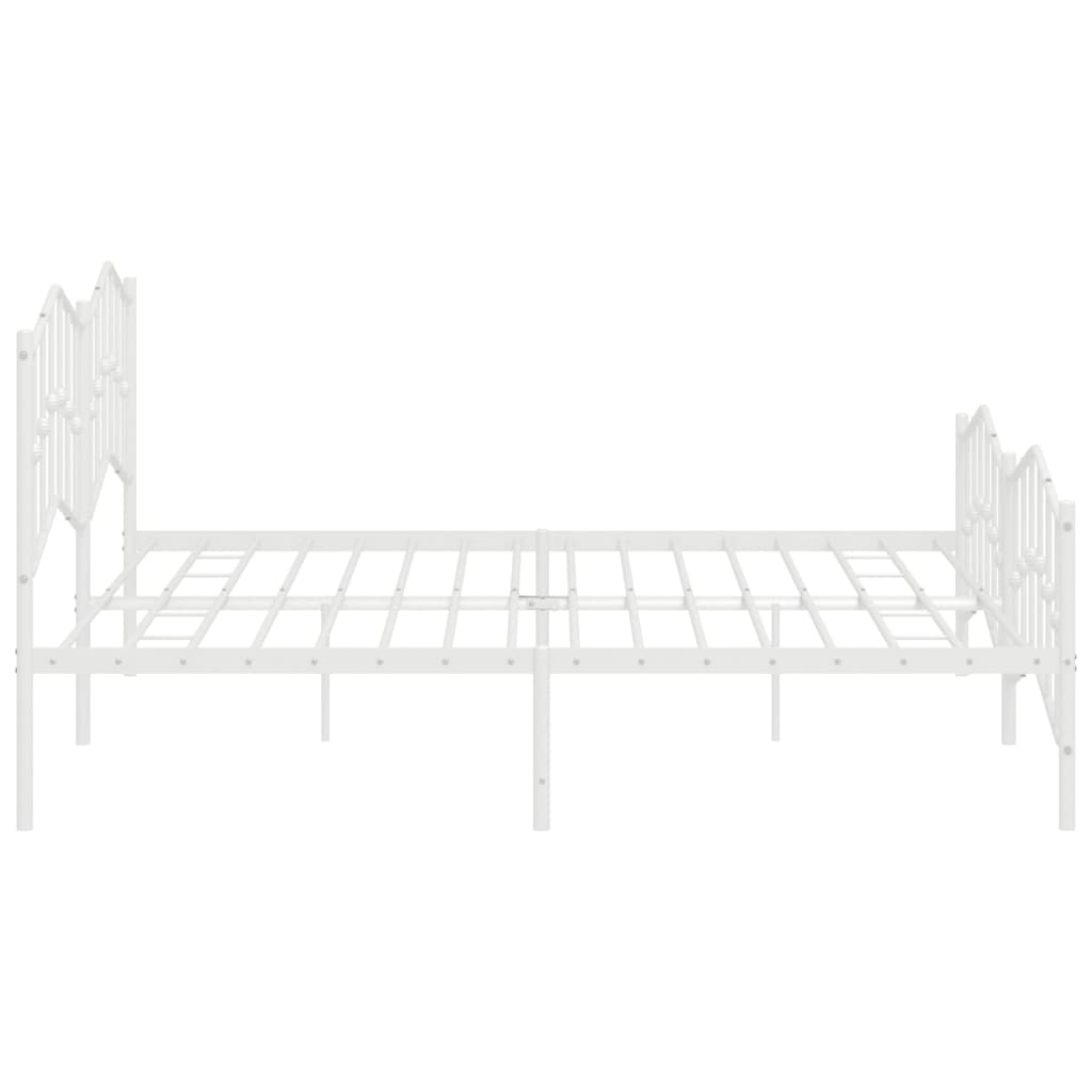 vidaXL Metal Bed Frame with Headboard and Footboard White 76"x79.9" King-4