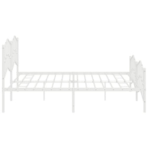 vidaXL Metal Bed Frame with Headboard and Footboard White 76"x79.9" King-4