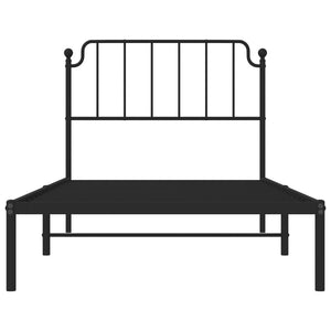 vidaXL Metal Bed Frame with Headboard Black 39.4"x74.8" Twin-3