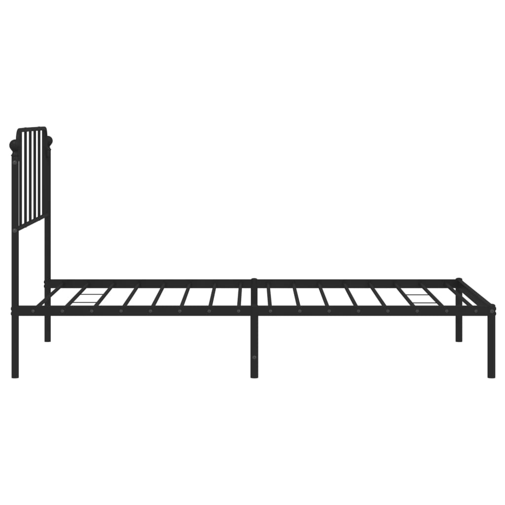 vidaXL Metal Bed Frame with Headboard Black 39.4"x74.8" Twin-4