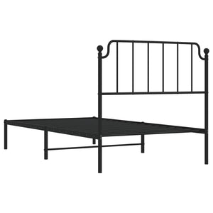 vidaXL Metal Bed Frame with Headboard Black 39.4"x74.8" Twin-5