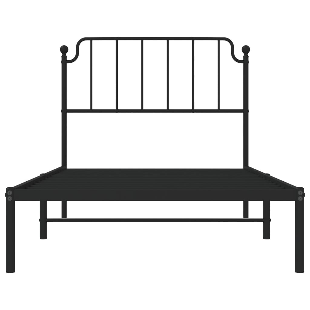 vidaXL Metal Bed Frame with Headboard Black 39.4"x78.7"-3