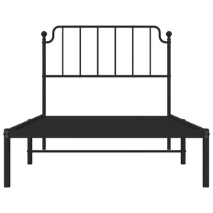 vidaXL Metal Bed Frame with Headboard Black 39.4"x78.7"-3