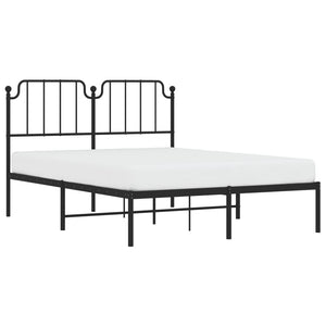 vidaXL Metal Bed Frame with Headboard Black 53.1"x74.8"-1