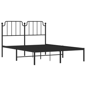 vidaXL Metal Bed Frame with Headboard Black 53.1"x74.8"-2